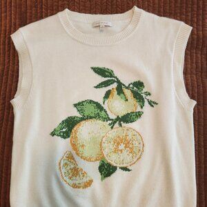 Sleeveless Sweater with Lemon Print